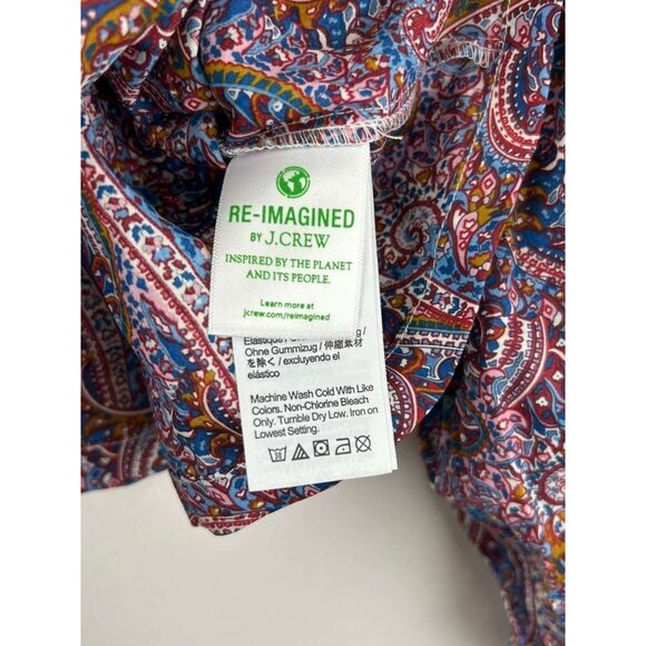 NWT J Crew Liberty Women's XXL Puff Sleeve Smocked Top Paisley Boho Blouse - Picture 9 of 15